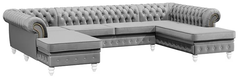 PROXIMA.store - Luxusná sedačka CHESTERFIELD LONG U FARBA NÔH: orech, DRUH LÁTKY: TORRE - 4, FARBA OZDOBNÝCH ŠPENDLÍKOV: chróm
