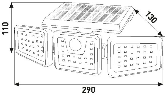 LED solárny reflektor so senzorom LED/14W/3,7V 1800 mAh IP44