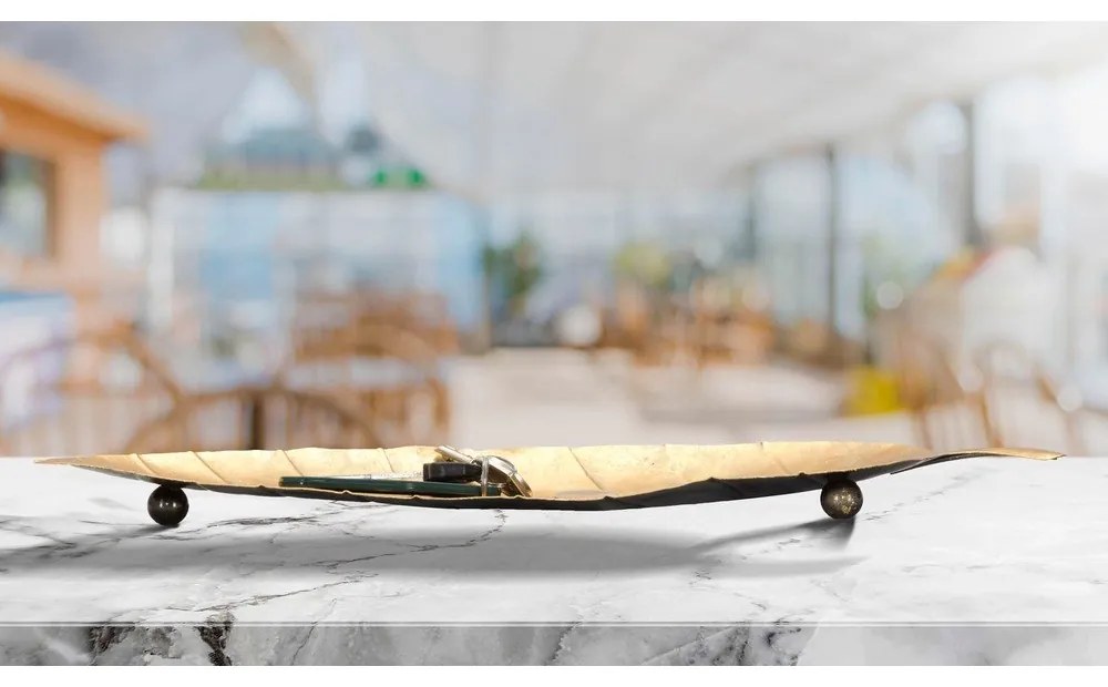 Kovová dekoratívna tácka 11x38 cm Foglia – Mauro Ferretti