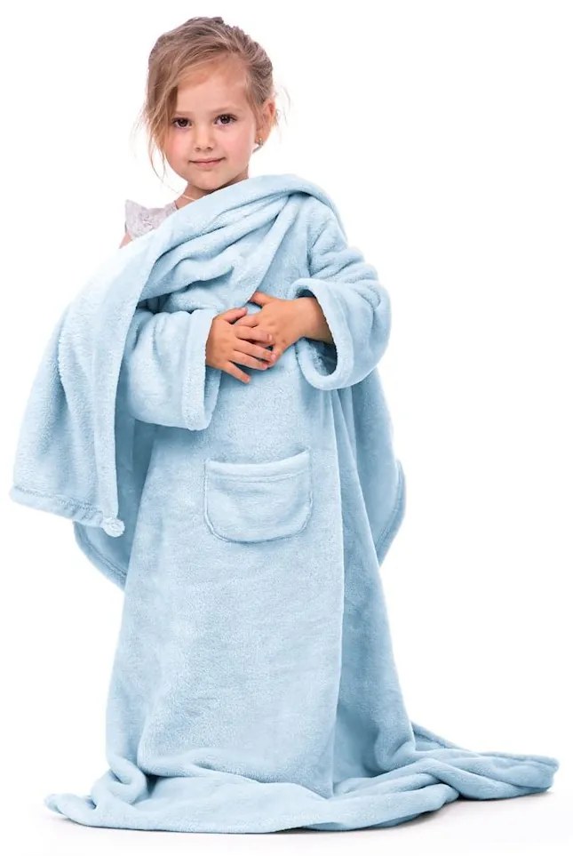 Detská deka s rukávmi DecoKing Lazy svetlomodrá