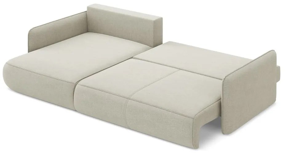 Krémovobiela rozkladacia/s úložným priestorom rohová pohovka (ľavý roh) Nanea – Makamii