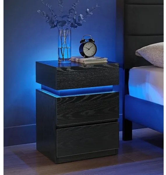 Nočný stolík SMARTIE s podsvietením – čierny