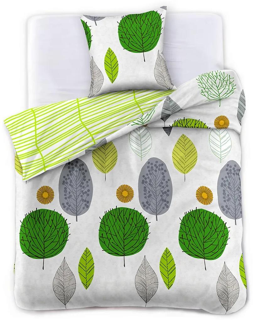 Bavlnené obliečky DUCATO GREEN LEAF biele Rozmer obliečky: 2 ks 70 x 90 cm | 200 x 220 cm