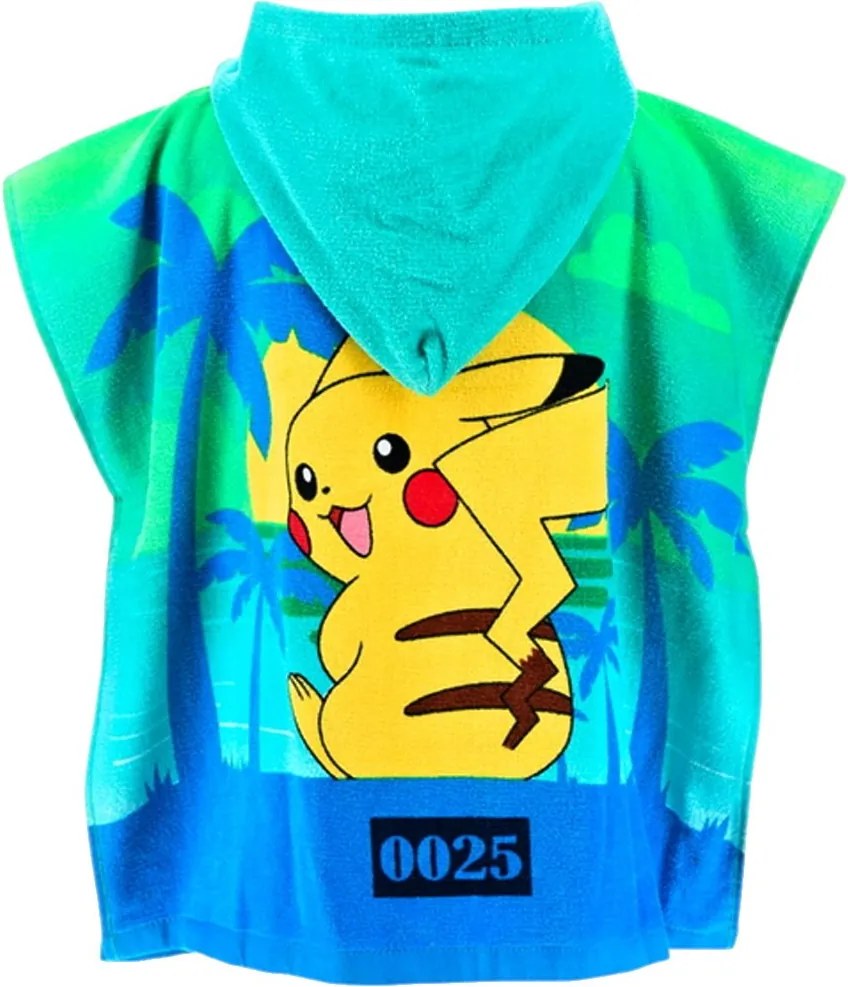 Detské plážové pončo - osuška s kapucňou Pokémon Pikachu - rozbalené