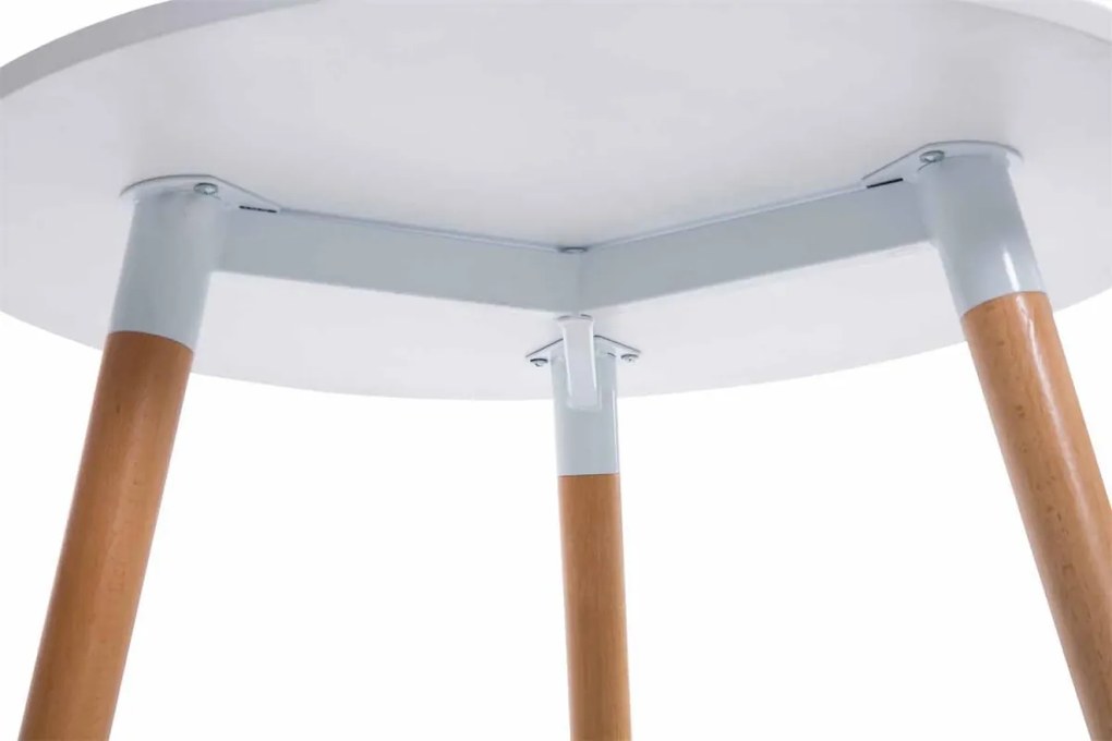 Jedálenský stôl okrúhly Angar, nohy natura - v75 x Ø80 cm - Biela