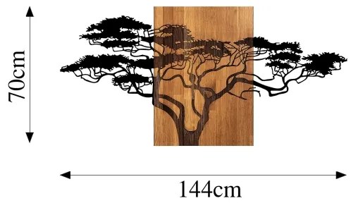 Nástenná dekorácia 70x144 cm strom drevo/kov