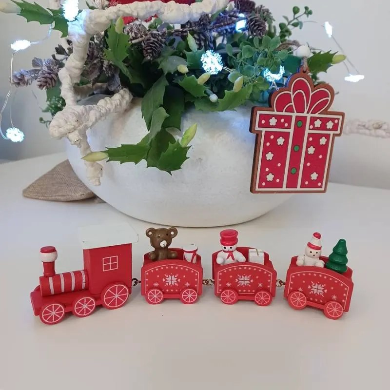 DECOLED Dekorácia, vlak, 22,3 x 7,2 x 2,8 cm, červená