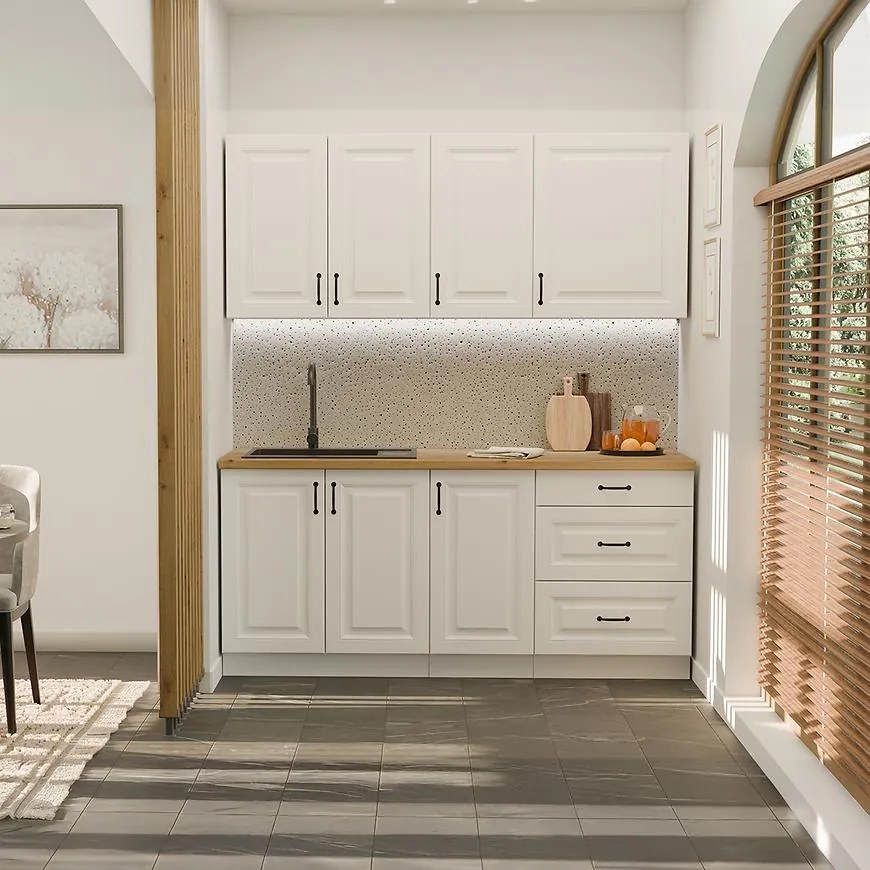 Kuchynská linka Stilo Biely/Biely 180cm bez pracovnej dosky