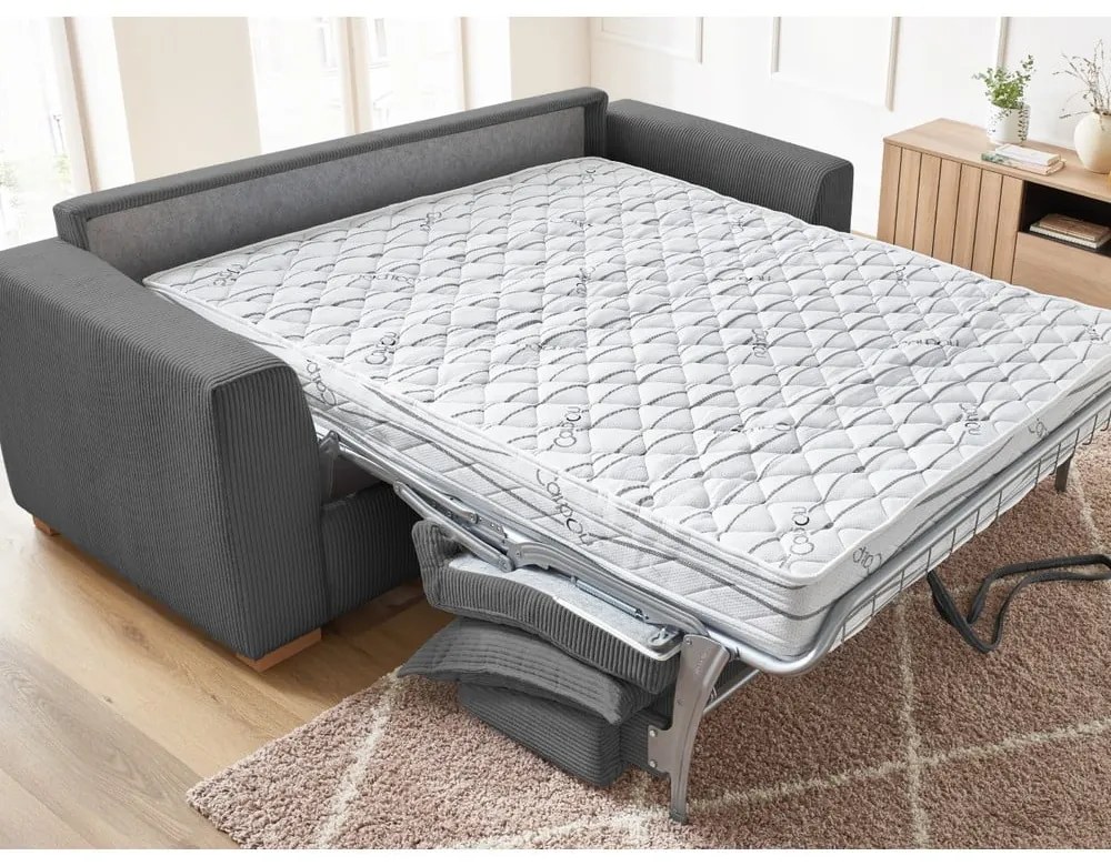 Sivá menčestrová rozkladacia pohovka 225 cm Augustin – Bobochic Paris