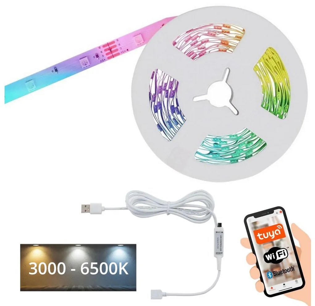 Brilo - LED RGBW Stmievateľný pásik 6,6m LED/7,5W/USB Tuya BL1225
