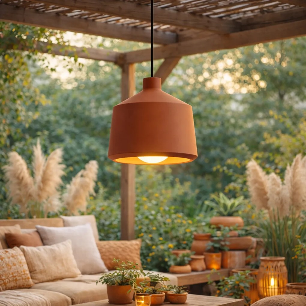 Boho závesná lampa terakota IP44 - Terracotta