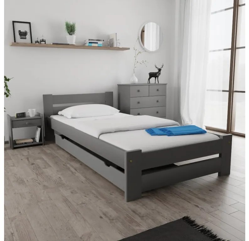 Posteľ Ola 90 x 200 cm, sivá Rošt: S latkovým roštom, Matrac: Matrac COCO MAXI 20 cm