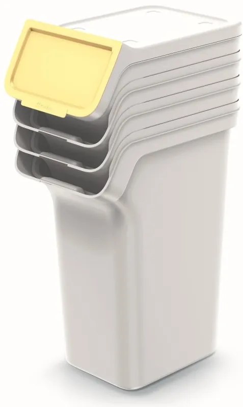 Prosperplast Odpadkové koše / Koše na špinavé prádlo sada 4x25l, STACKBOX - bílošedá