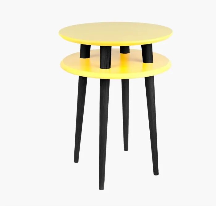 BonamiŽltý príručný stolík s čiernymi nohami Ragaba UFO, Ø 45 cm