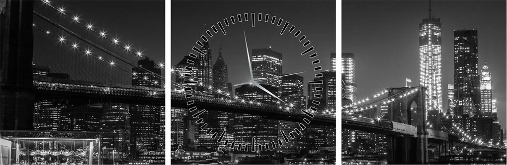 Obraz Brooklyn mosta v New Yorku (s hodinami) (90x30 cm)