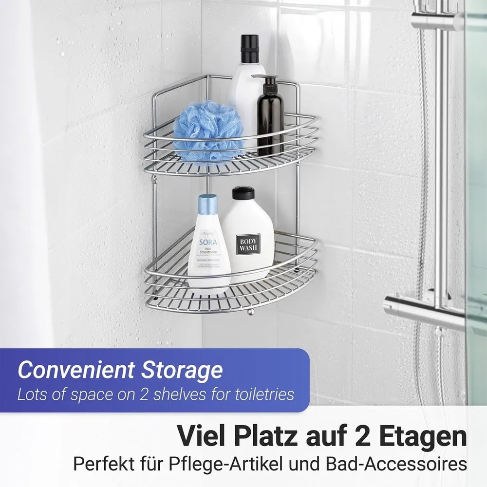 Rohová kúpeľňová polička Wenko Milano