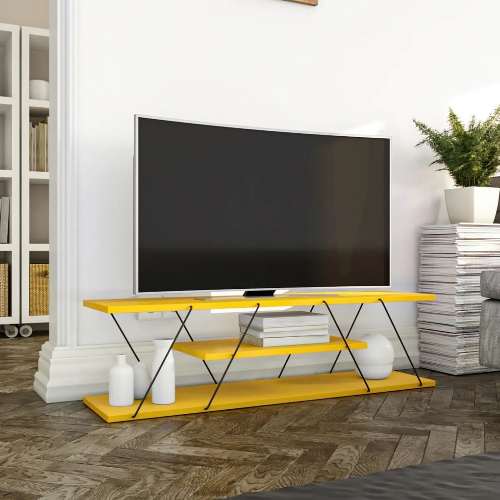 TV stolík CANAZ 120 cm žltý/čierny