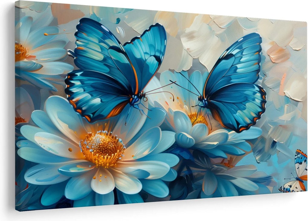 Obraz - Modrí motýle (90x60 cm)