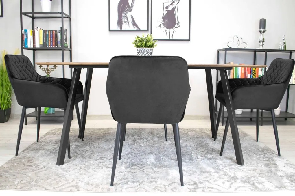 AKCIA Čierna zamatová stolička NOLA II. akosť