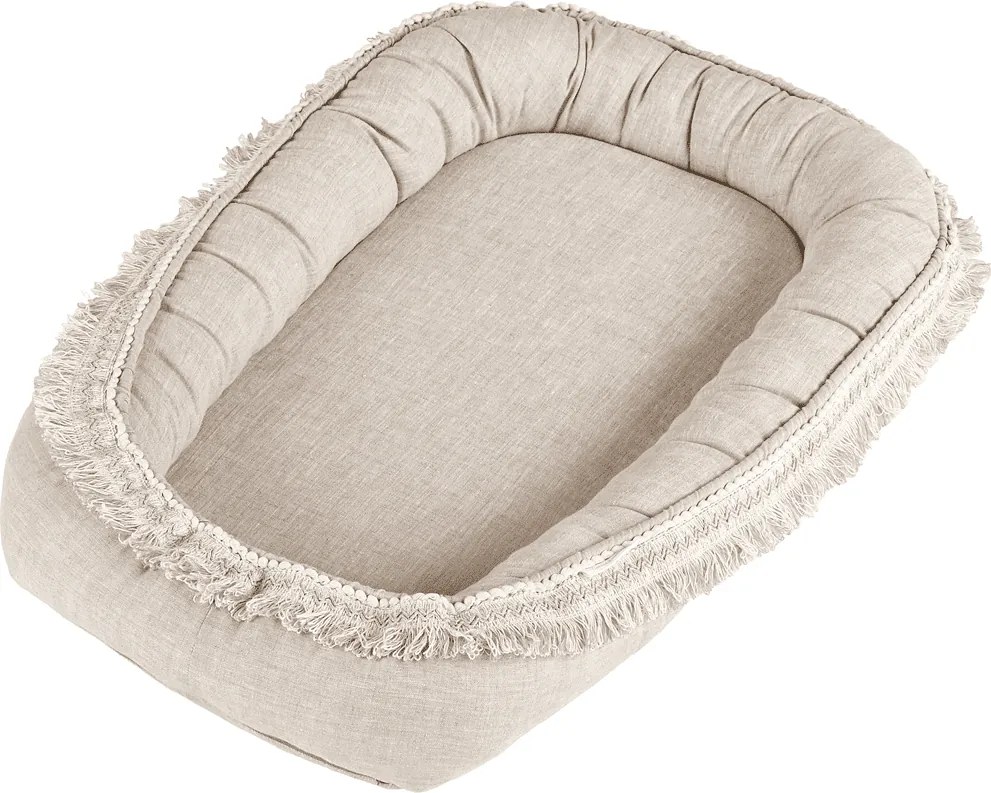 Ľanové Boho hniezdo pre bábätko vanilka 83x54cm