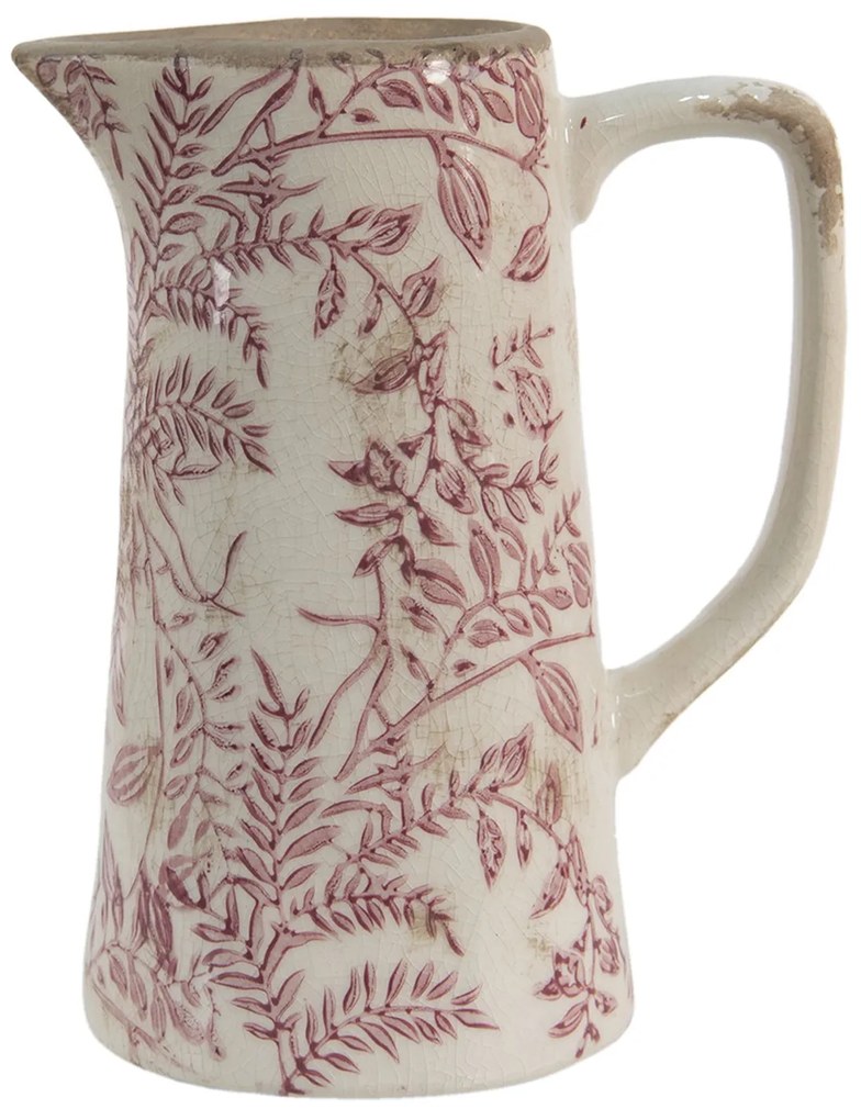 Keramický dekoračný džbán s ružovými kvetmi Roset - 20*13*25 cm