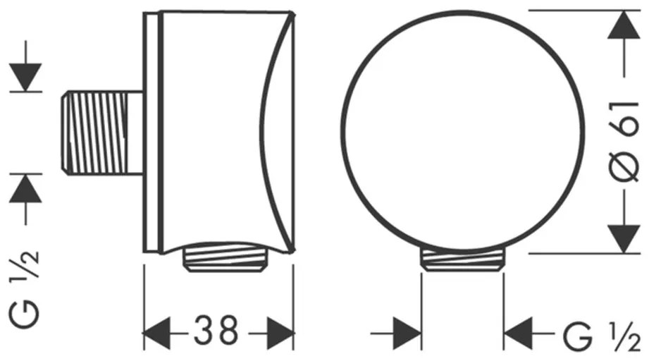 Hansgrohe FixFit S, nástenné kolienko so spätným ventilom, kartáčovaný čierny chróm, HAN-26453340