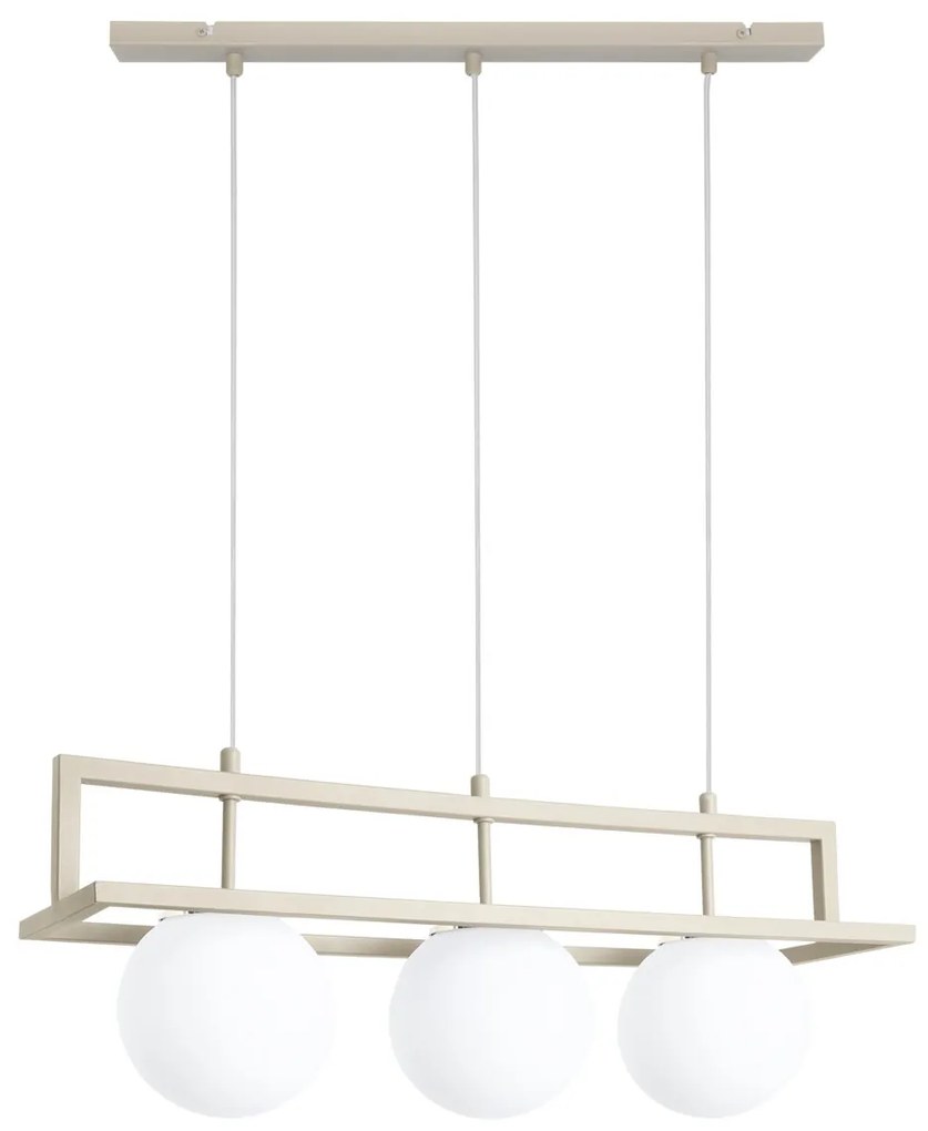 Závesné svietidlo Florence, 3x biele sklenené tienidlo, be/g