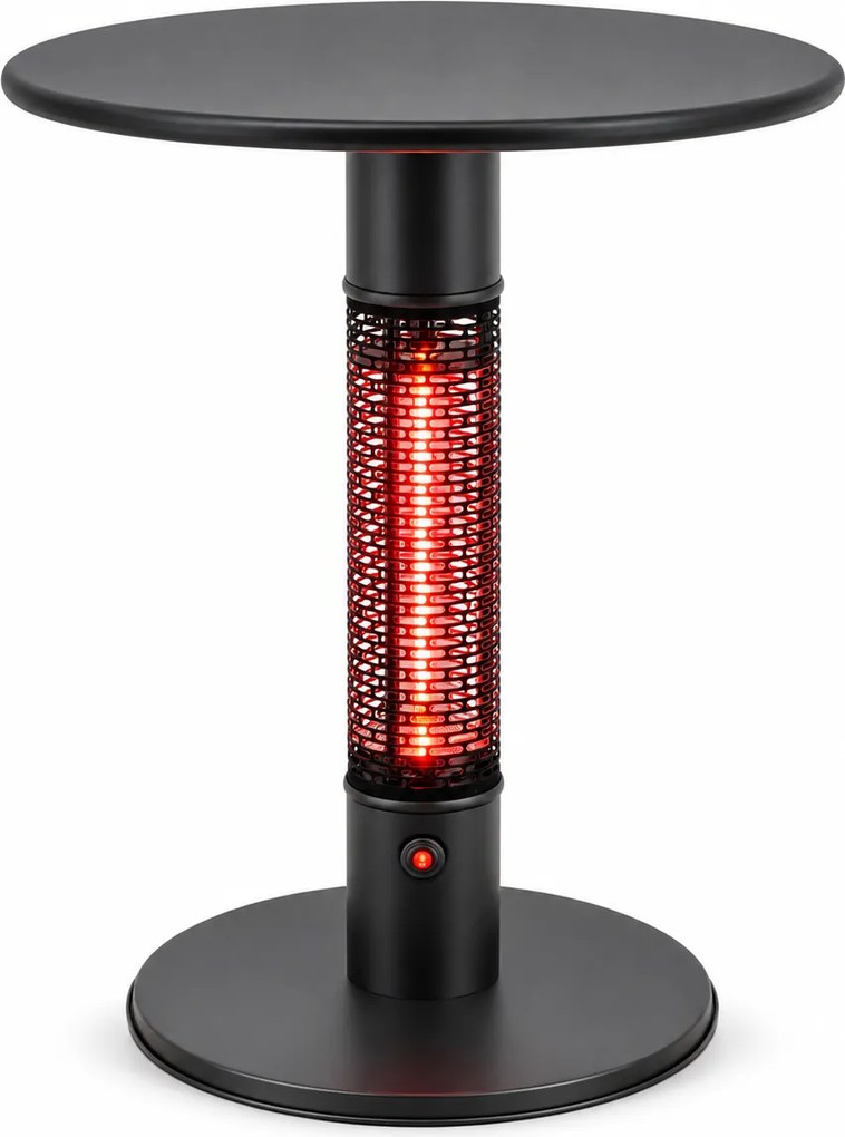 Vyhrievaný terasový stôl s infražiaričom, výška 790 mm, 1500 W, Ø 600 mm, čierny