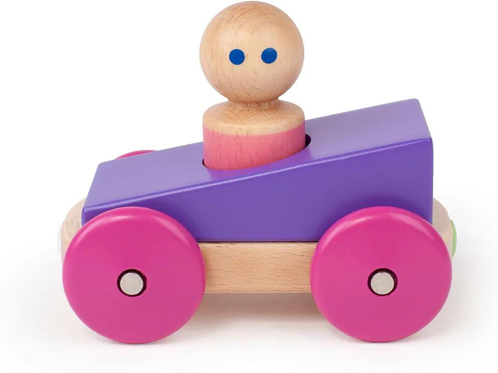 Tegu Magnetická hračka autíčko Pretekár fialové