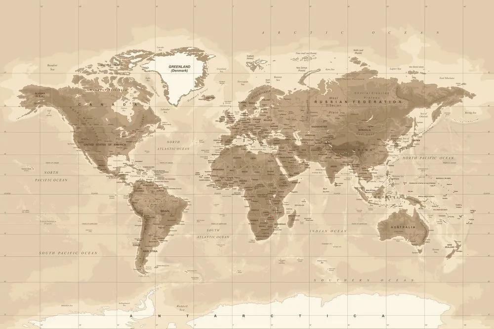 Obraz na korku nádherná vintage mapa sveta