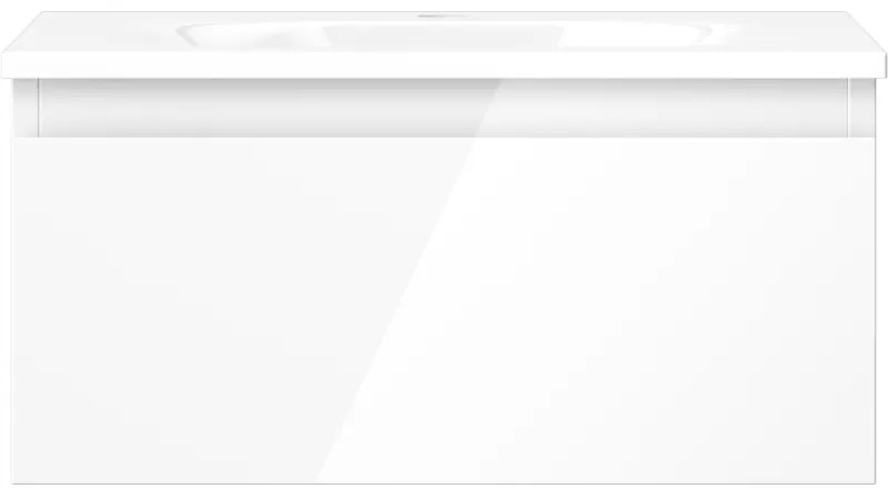 Mexen Orio, kúpeľňová skrinka 50 cm s umývadlom Vela, 1 zásuvka, biela lesklá, 91A10-05023-1-BF00-W23M00