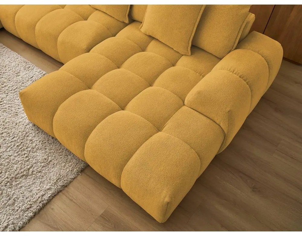 Ženilková rozkladacia/s úložným priestorom rohová pohovka v horčicovej farbe (ľavý roh/do tvaru "U") Everest – Bobochic Paris