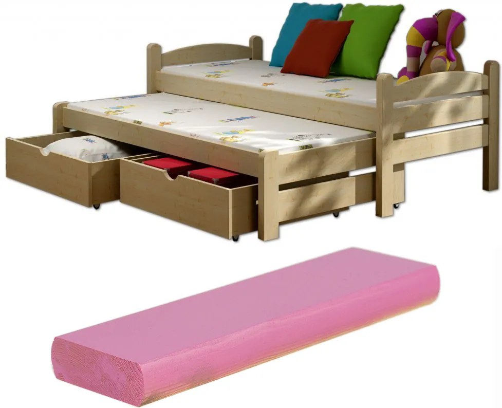 FA Veronika 10 200x90 posteľ s prístelkou Farba: Ružová (+44 Eur), Variant bariéra: Bez bariéry, Variant rošt: S roštami
