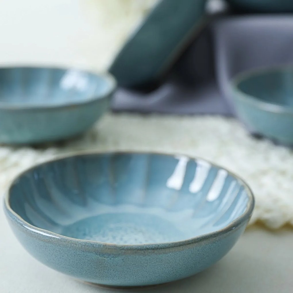 Súprava 6 kameninových misiek Laguna 12 cm, tyrkysová