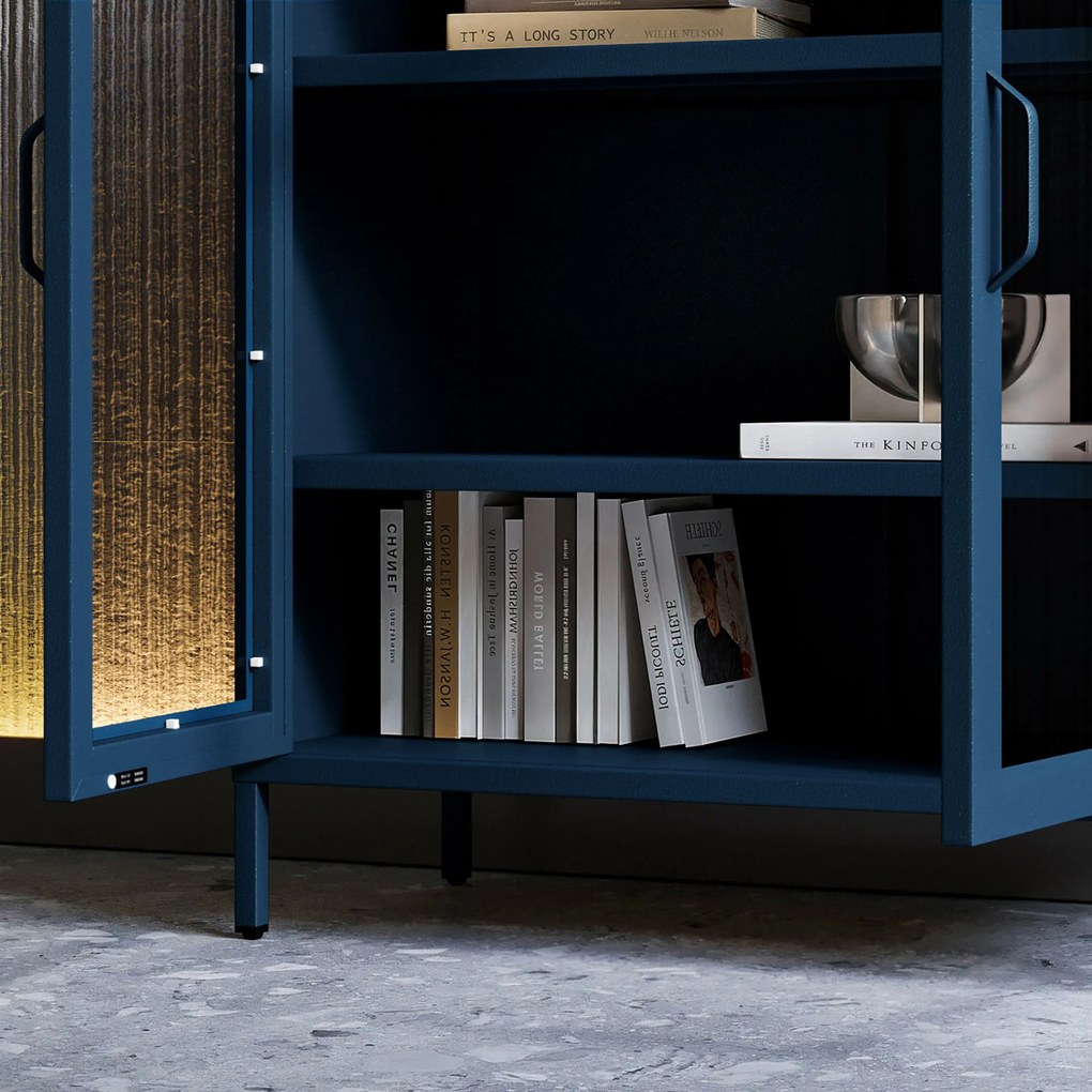 Vitrína GINA, 800 x 1015 x 400 mm, Modern: tmavomodrá farba