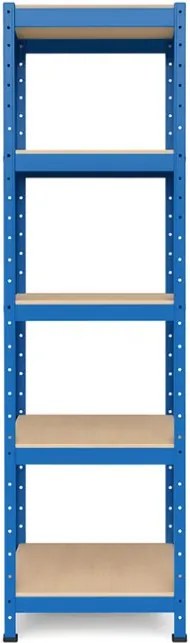 Regál 180x40x40 cm lakovaný 5-policový, nosnosť 875 kg - modrý - 2ks