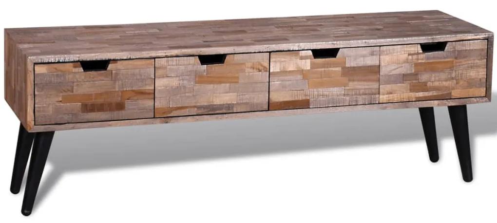 vidaXL Konzolový TV stolík z recyklovaného dreva so 4 zásuvkami