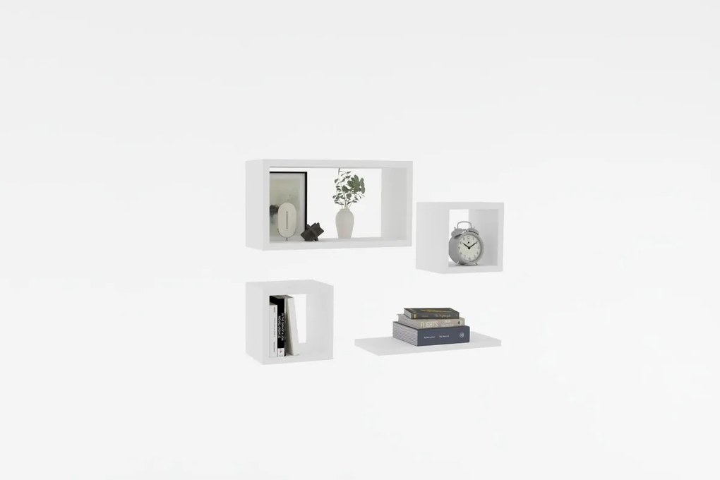 Súprava 4 nástenných políc BABI biela