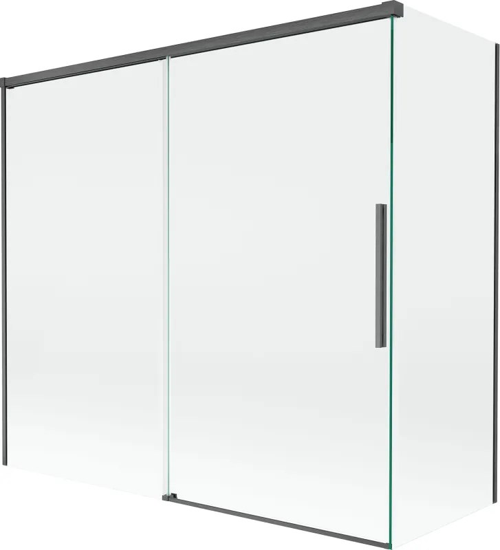 Mexen Rox, 2-krídlová posuvná vaňová zástena 170 + 75 x 150 cm, 8mm číre sklo, brúsený grafit profil, 8C9-170-075-66-00