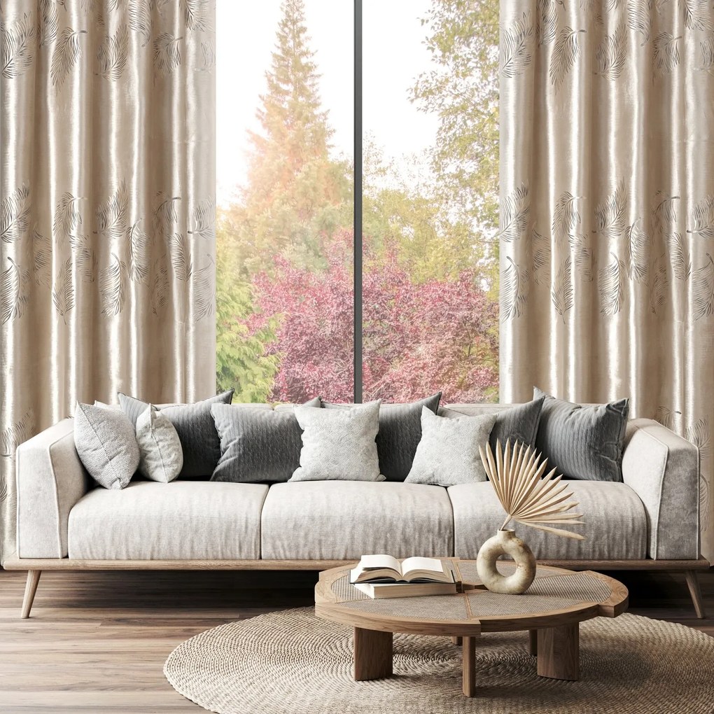 EUROFIRANY ZATEMŇOVACÍ ZÁVES NA KRÚŽKOCH IDALIA 140X250 CM LISTY