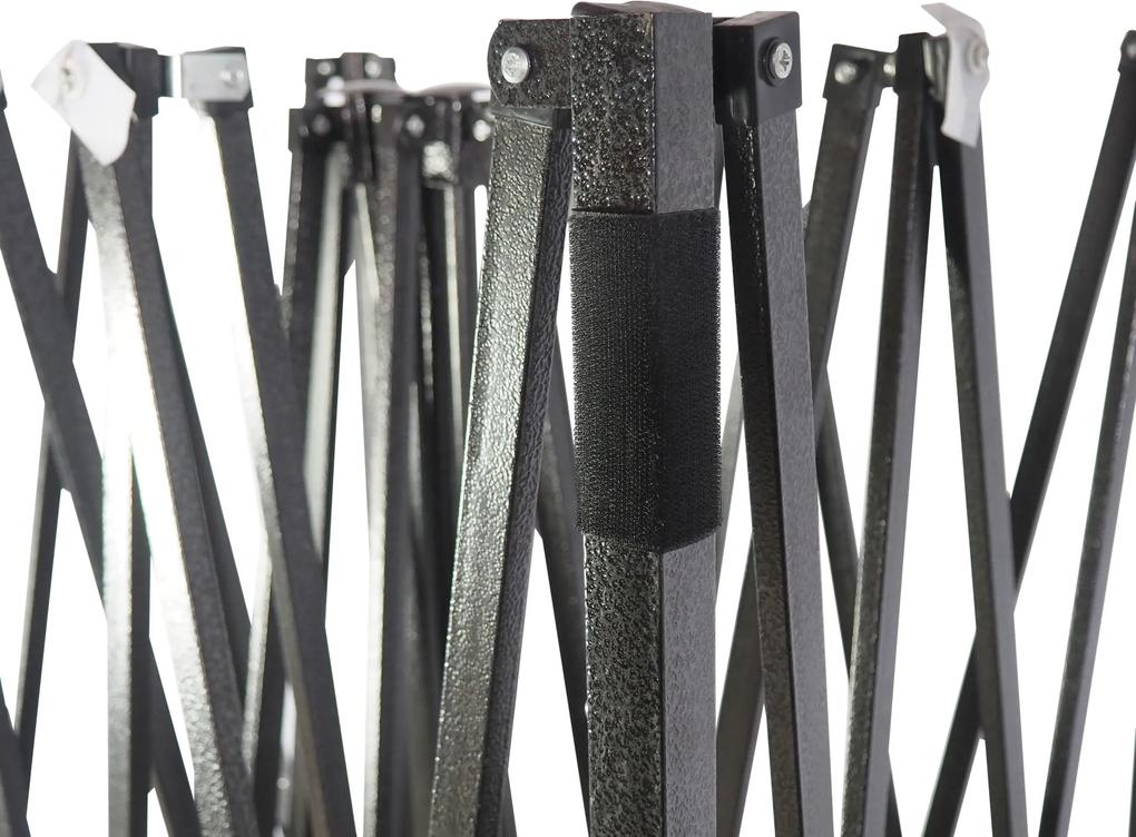 Rýchlorozkladací nožnicový stan 3x4,5m – oceľový, Čierna, 2 bočné plachty