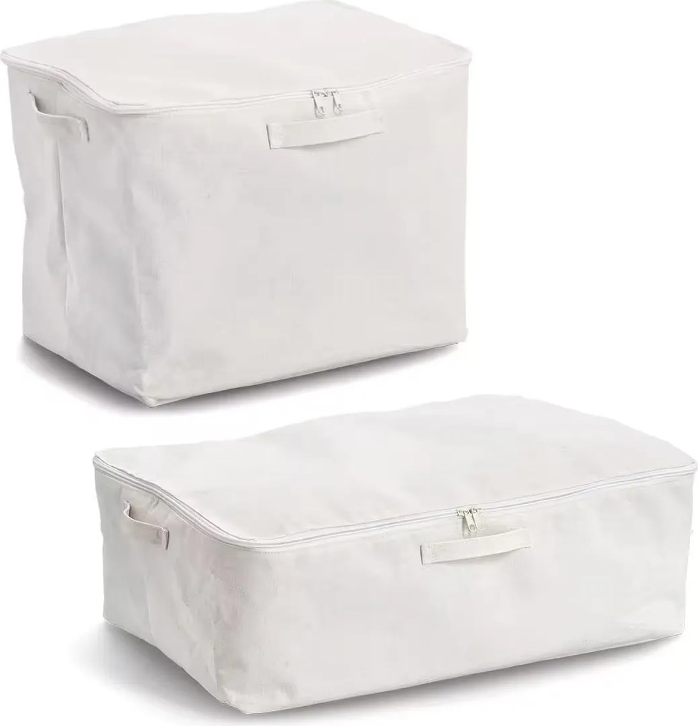 Zeller Present Úložný textilní box se zipem na uložení textilu CREAM, 38 × 27 × 27 cm