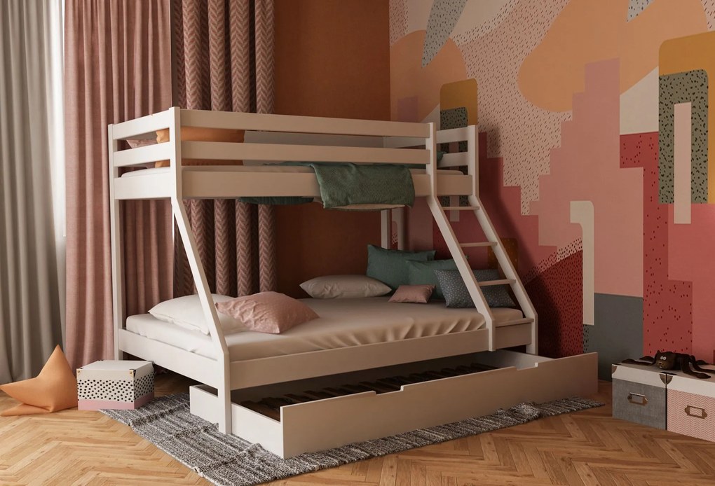 HU Poschodová posteľ s rozšíreným lôžkom Mikael 140x200  + prístelka