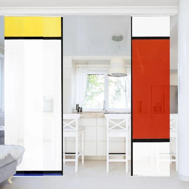 MANUFACTURER -  Súprava posuvnej záclony - Piet Mondrian - Zloženie -3 panely