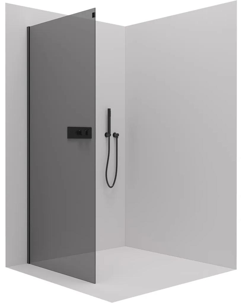 Cerano Santoro, sprchová zástena 80x195 cm, 6mm šedé sklo, čierny profil, CER-CER-424993
