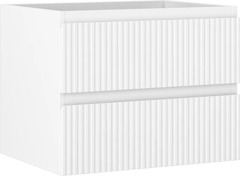 Mexen Rivel, kúpeľňová skrinka 60 cm, 2 zásuvky, drážkovaná, biela matná, 91A20-06047-2-BFF01