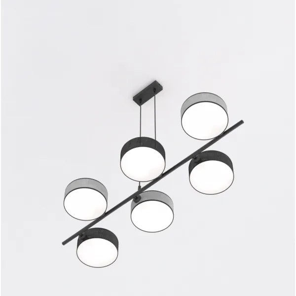 Závesný luster na lanku DRUMZ 6xE14/10W/230V čierna/šedá