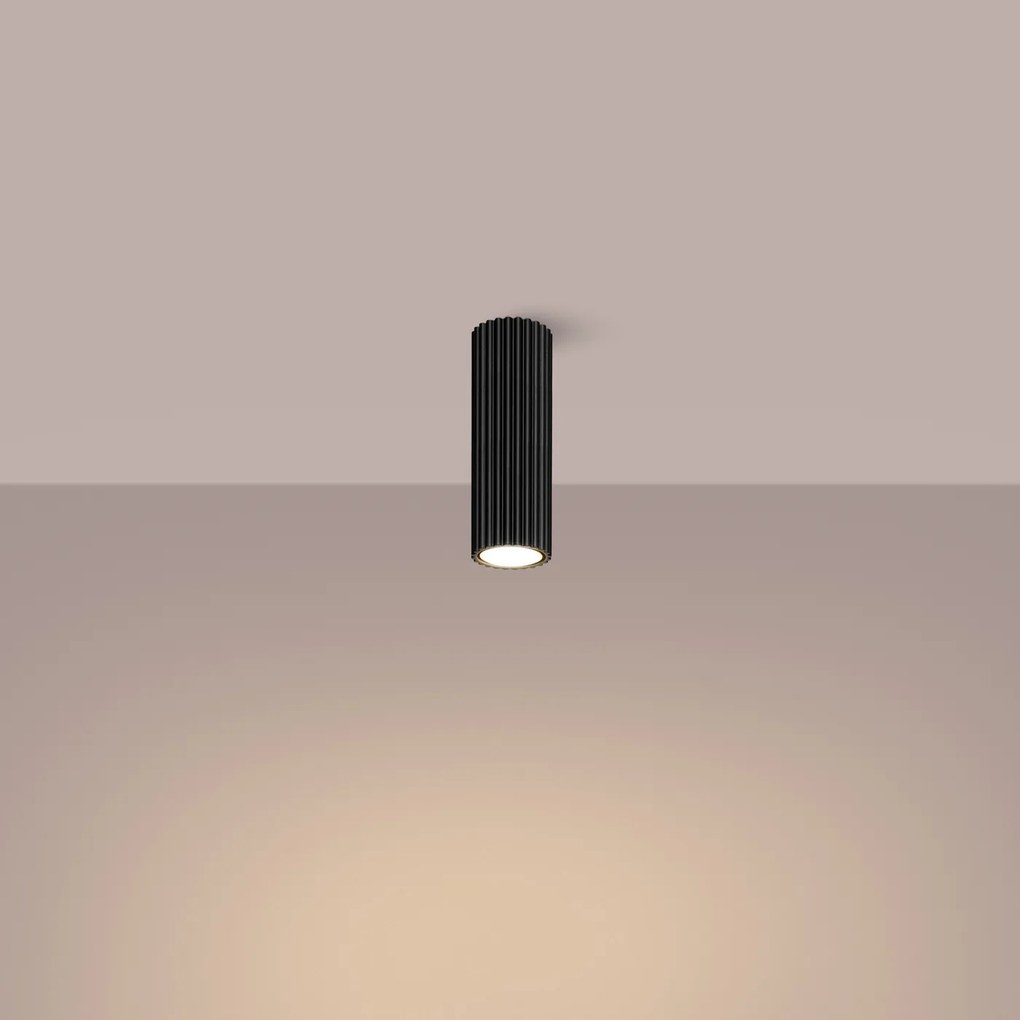 Stropné svietidlo Karbon, 1x čierne kovové tienidlo, (20 cm)