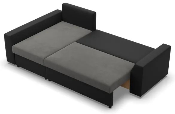 Rohová rozkladacia sedačka LUGO tmavosivá / čierna