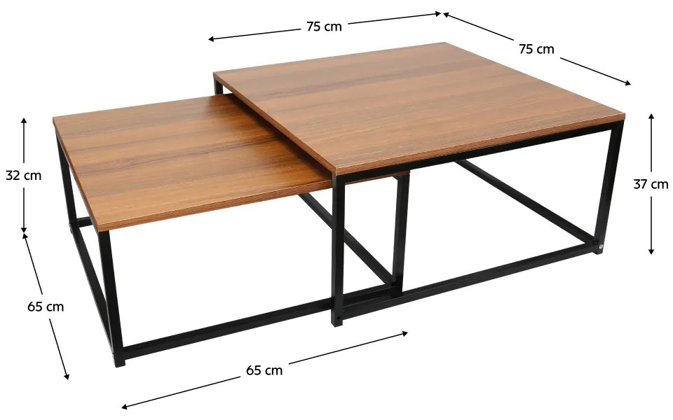 Konferenčný stolík (2 ks) Kastler New Typ 1 - orech / čierna